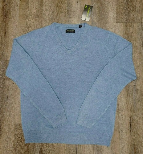 JOHN BARTLETT CONSENSUS NWT Men's Size Medium Blue Long Sleeve V-neck Sweater  - Afbeelding 1 van 5