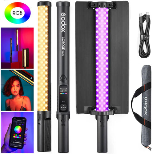Godox LC500R mini RVB clé lumineuse vidéo portable DEL 2500K-8500K 360° couleur - Photo 1/6