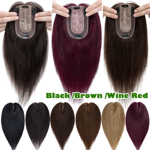 100% Echthaar Topper Toupet Extensions Clip In Remy Human Hair Toupee Haarteil l - Bild 17 von 84