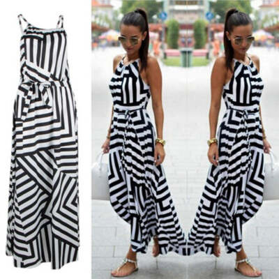 sleeveless dress boho striped Women Striped Sleeveless Maxi Dress Smocked Back Spaghetti Strap Boho Patchwork Flowy Swing Summer Beach Sun Dress (Apricot,Small) at Amazon Women's Clothing store
