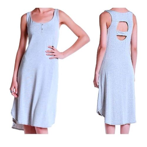 $163 Tart Tank Dress XSmall 0 2 Gray Cut Out Back Stretch Breathable Modal NWT