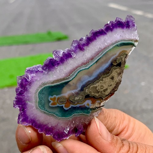 44G Ametista Agata Naturale Alta Qualità Quarzo Grappolo Fetta Cristallo Minerale - Foto 10 di 24