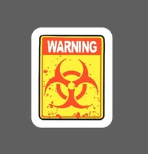 Warning Biohazard Sticker Zombie Blood Caution Horror Scary Gift NEW