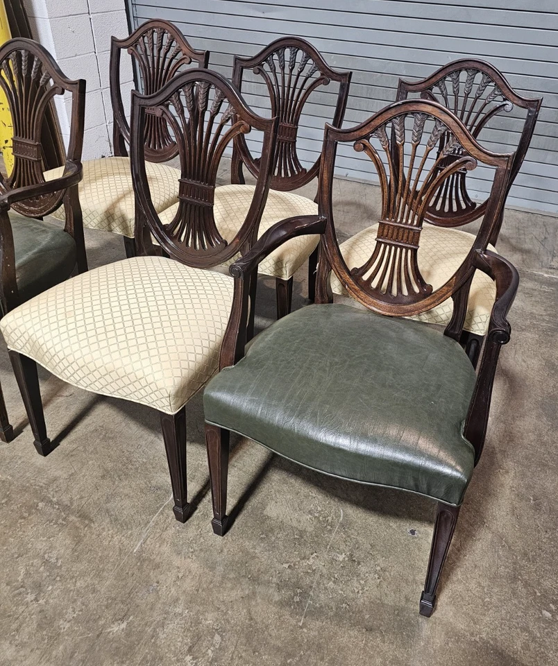 Комплект из 6 обеденных стульев Stickley из красного дерева в федеральном стиле со щитом сзади - Изображение 4 из 4