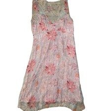 Tahari Sz 8 Rose Floral Silk V Neck Dress Polyester Lined Sleeveless