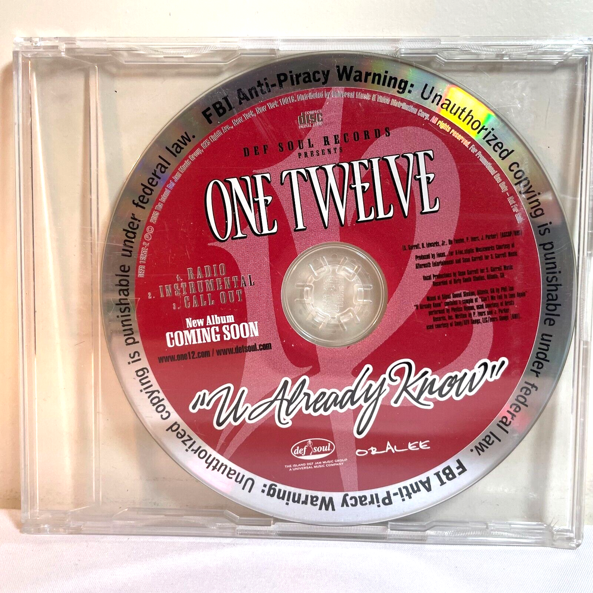 ONE TWELVE: U ALREADY KNOW (2005) CD Promo Single - R&B, Pop - VGC 