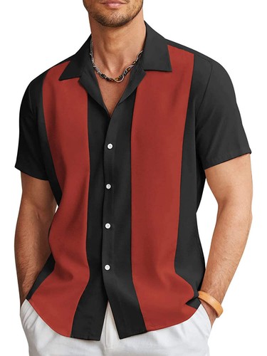 Men's Summer Printed Resort Shirt - Casual Loose Fit Polyester Top for Comfortab