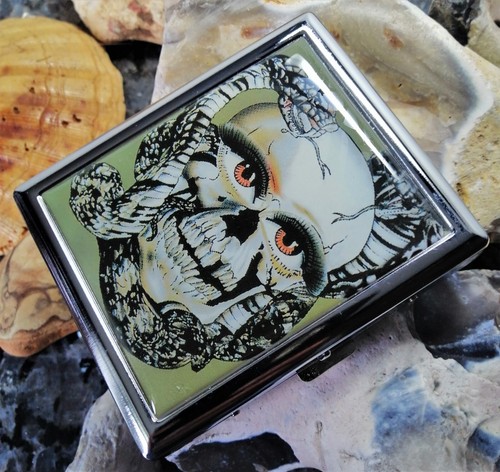Zigarettenetui Zigaretten Etui Dose Edelstahl Serie mit Motiv Skull Tattoo No 75 - Bild 2 von 5