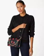 NWT Kate Spade Madison Rose Toss Printed Flap Crossbody In Black Multi