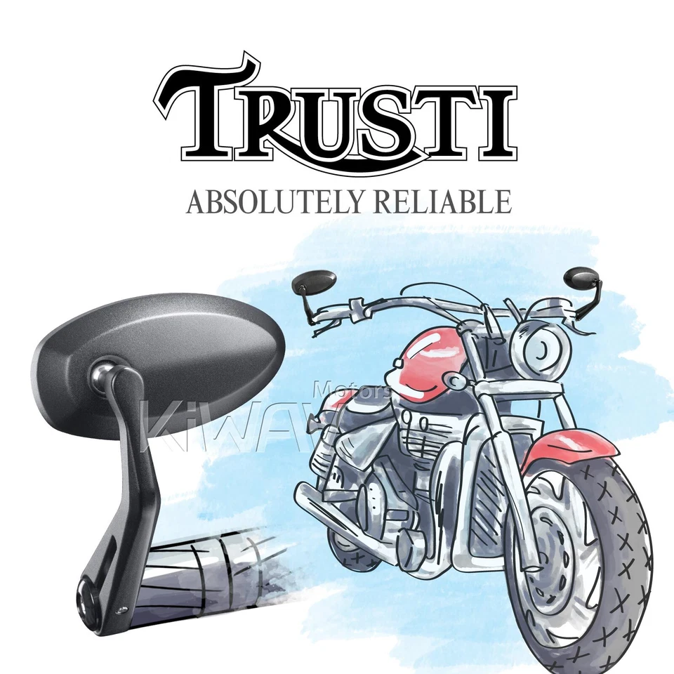 Концевые зеркала мини овальные черные TRUSTI M5 для Triumph America Speedmaster - Изображение 4 из 4