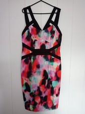 French Connection 12 UK Bodycon Dress Spray Paint Splatter Stretch Strappy