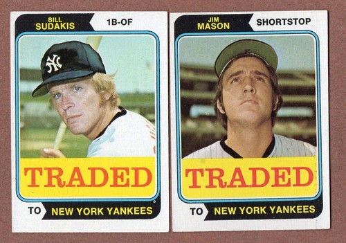 1974 Topps Traded Lot (2) Yankees #63T Sudakis #618T Mason EX (20% *Rebates!)