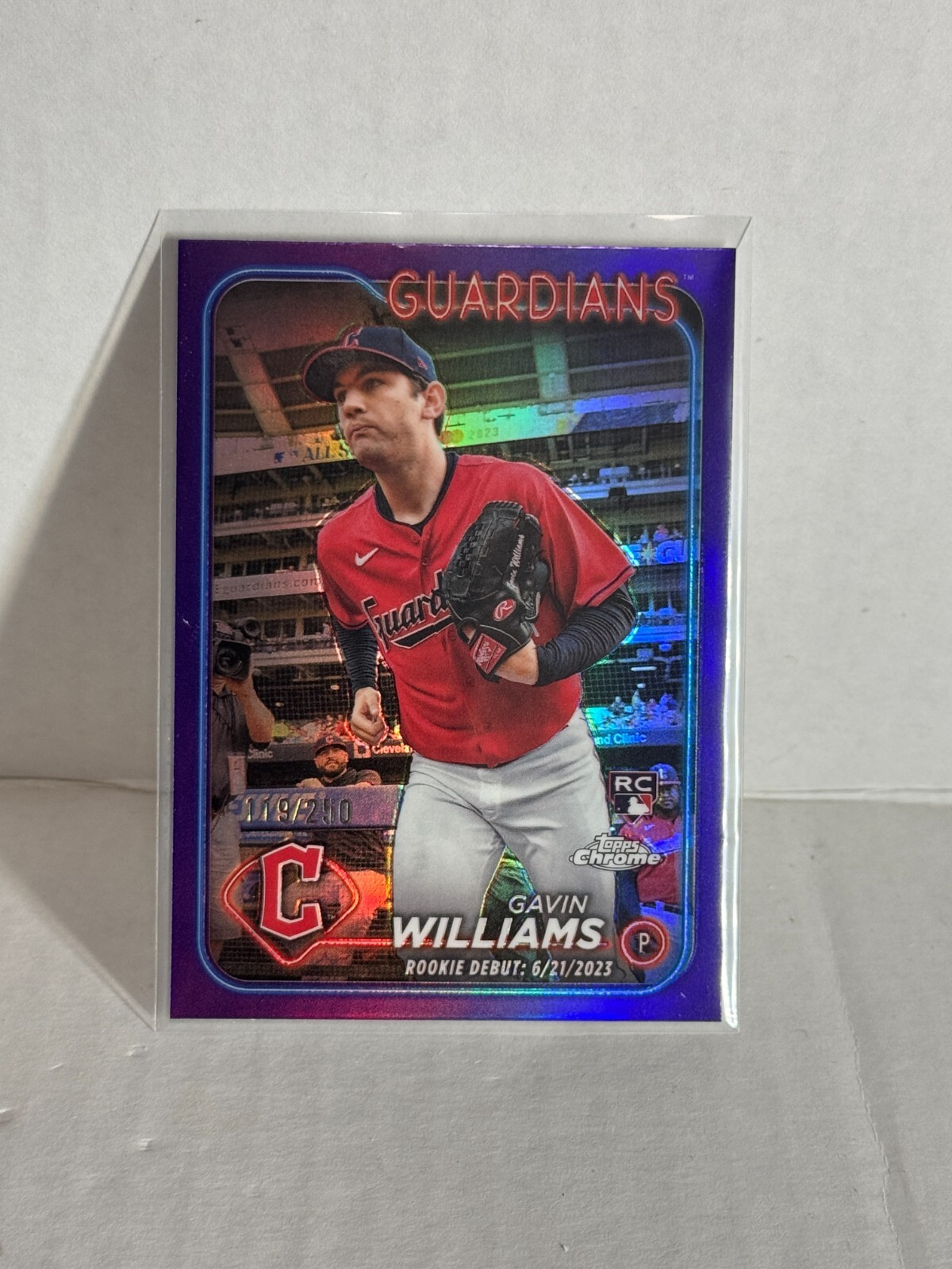 2024 Topps Chrome #15 Gavin Williams RC Purple Refractor /250 Guardians