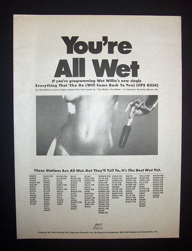 Wet Willie Everything That 'Cha Do 1976 Short Print Poster Type Ad, Promo Advert