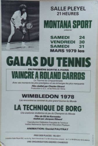 "Films: VAINCRE à ROLAND GARROS / TECHNIQUE BORG" Affiche originale entoilée  - Photo 1 sur 1