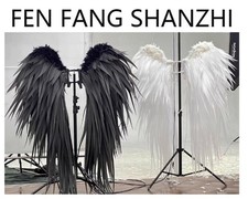 ACGN Exhibition Cosplay Angel Wings Halloween Prop White/Black Feathered Limb