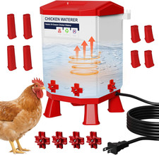Heated Chicken Waterer - 2 Gallon Winter-Proof Poultry Drinker with Nipples and