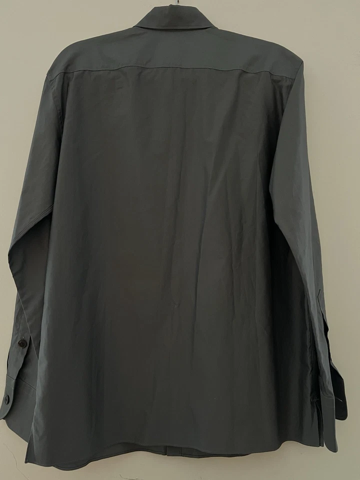 The Row Men’s Overshirt In Charcoal Cotton Made In France, Horn Buttons Size M - Image 3 of 4