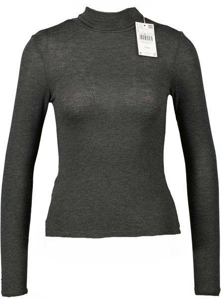 Neu! Mango Damen Rollkragen Shirt 27701297 Langarm Grau Mel. Gr. S-image