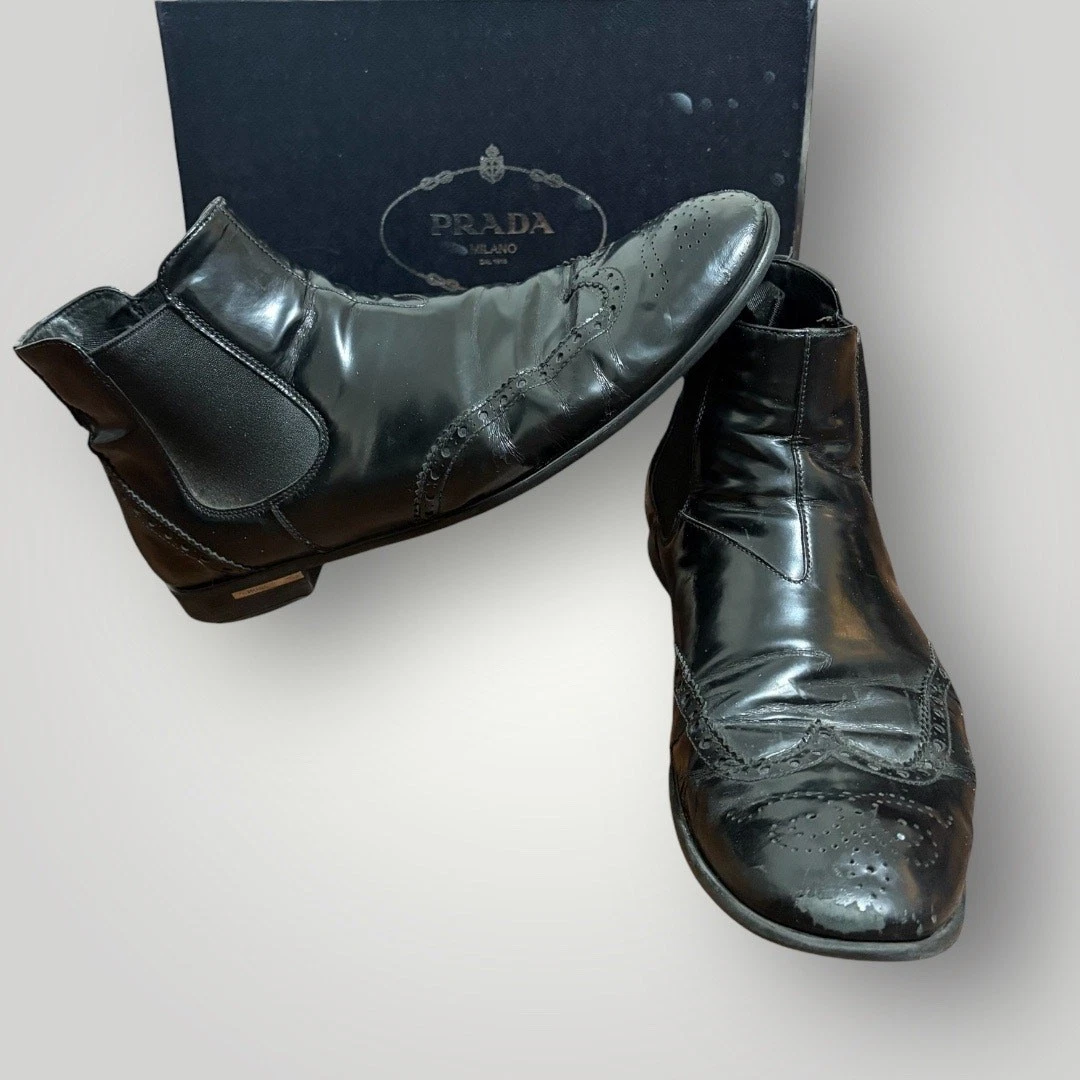 PRADA Black Wingtip Dress Shoes for Men for sale | eBay