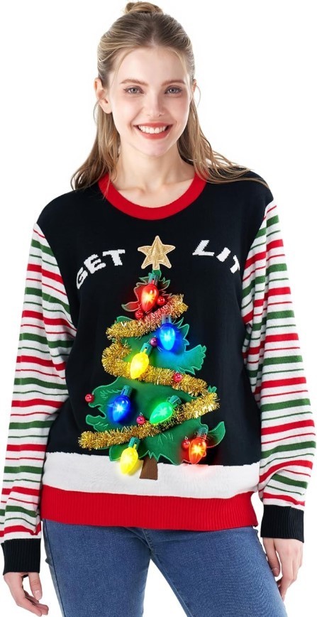 LED Light Up Ugly Christmas Sweater – Unisex Holiday Pullover for Couples 2025