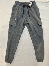Under Armour UA Men  s Size Small Gray Rival Fleece Cargo Joggers Pants NEW
