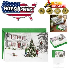 Festive Christmas Greeting Cards - 40 Pack with Glitter & Personal Message Space