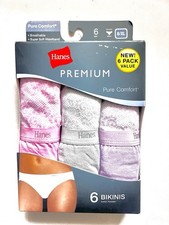 Hanes Premium Bikinis Womens 6 Pair Cotton Tagless Panties Underwear 8/XL
