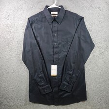 NEW Roundtree Yorke Gold Label Dress Shirt Men 16.5 36 37 Tall Slim Black