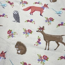 JoAnn Snuggle Flannel Fabric 3 Yds Sweet Forest Creatures on Cream NEW