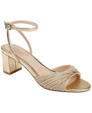 Jewel Badgley Mischka Womens Pretty Block Heel Dress Sandals Gold Textile 7.5M