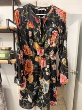 LOFT Black Floral Tie-Neck Women’s Dress