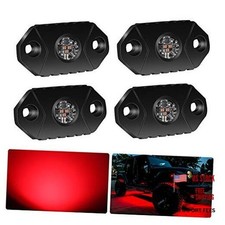 LED Rock Lights IP68 Waterproof Underbody Glow Trail Rig Lamp LED 4 Pods Red