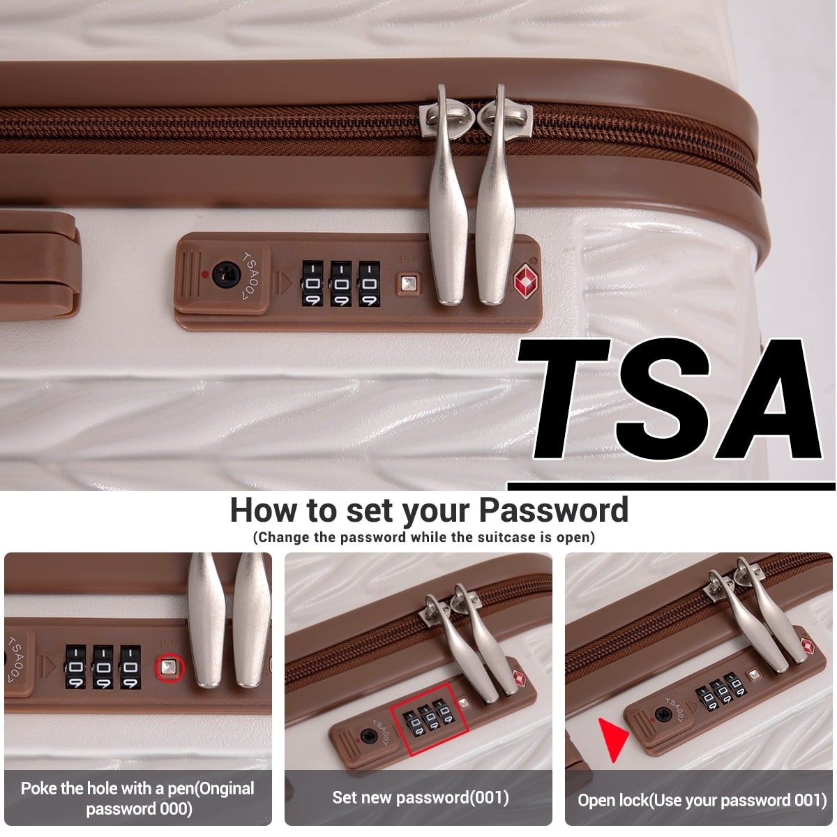 Travelhouse TH2154-6WH Luggage Set 3 Piece Hardside Suitcase TSA Lock Spinner
