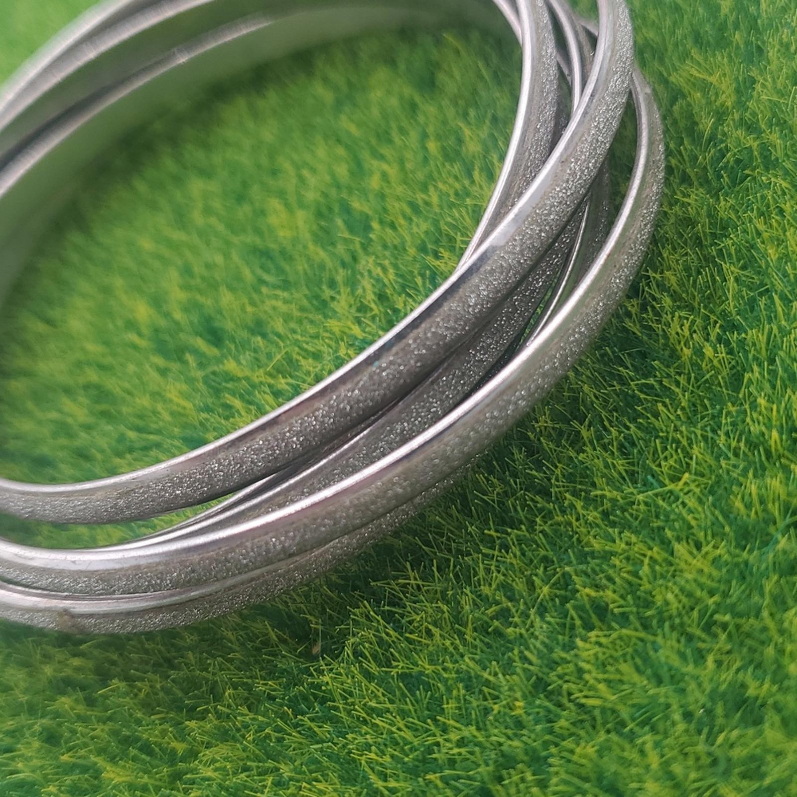 Silver Tone Sparkle Glitter Bangle Stack Bracelet… - image 2