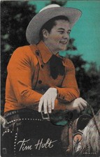 EXHIBIT ARCADE COWBOY CARD 1940's TIM HOLT (COLOR)!! GREAT CARD!!
