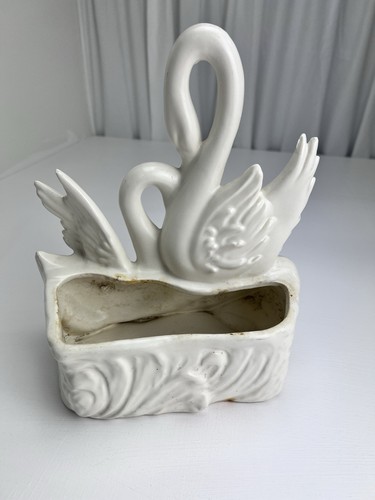VTG 1950s Hull Pottery White Graceful Swan + Lotus Planter #81 Statue Home Decor - Picture 6 of 14