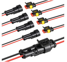 5-Pack 2-Pin 16AWG Waterproof Wire Connectors   Male  Female Terminal Set