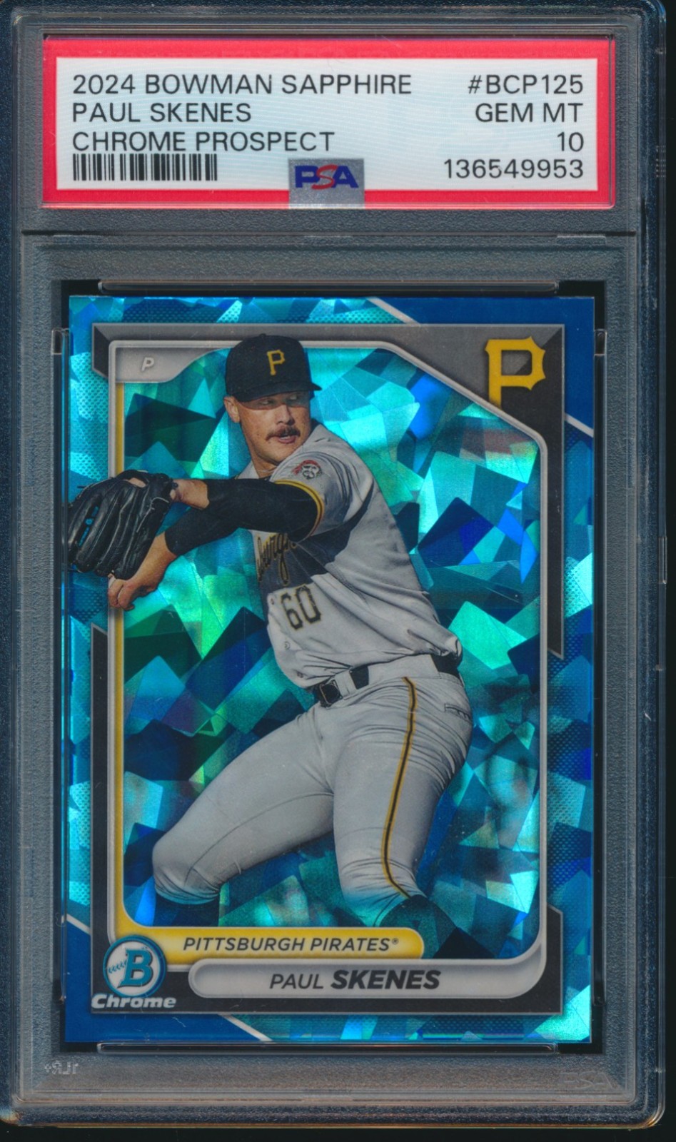 PSA 10 PAUL SKENES 2024 Bowman Chrome SAPPHIRE Edition Refractor RC GEM MINT