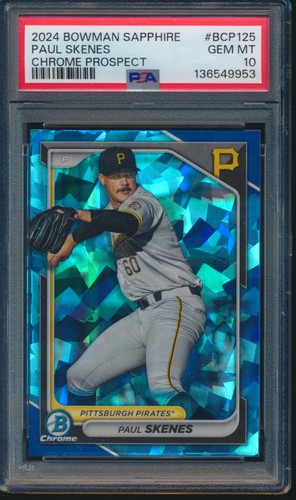 PSA 10 PAUL SKENES 2024 Bowman Chrome SAPPHIRE Edition Refractor RC GEM MINT