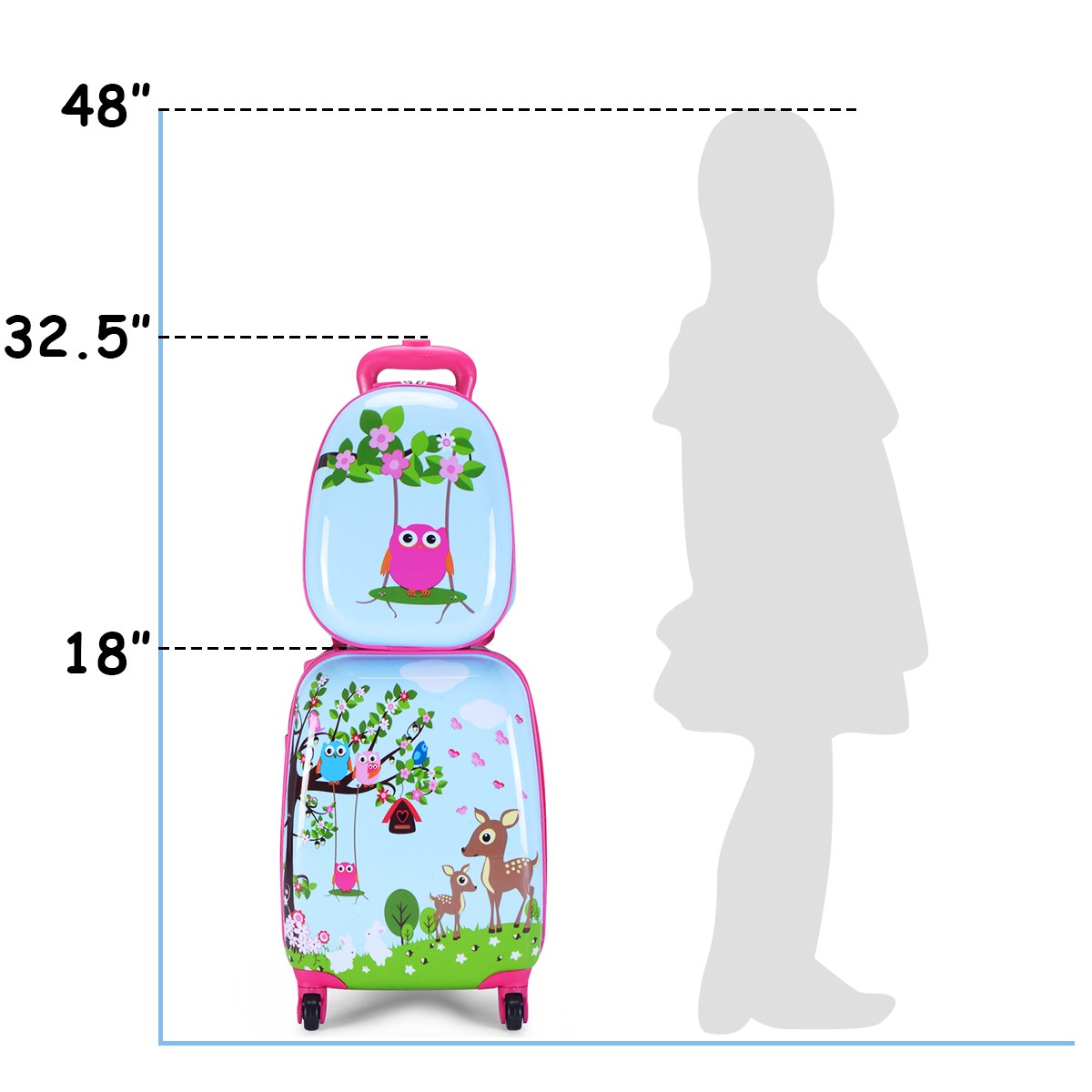 Costway 2Pc 12" 16" Kids Luggage Set Suitcase Backpack School Travel ABS