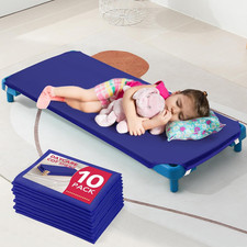 Blue Microfiber Daycare Cot Sheets 23" x 51" with Corner Elastic Loops 10 Pack