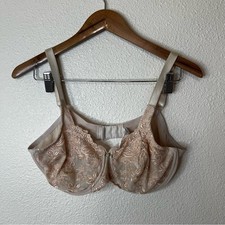 Wacoal 85702 tan nude Tulip Embroidery Semi-Sheer lace underwire bra 38D