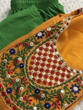 Mustard Yellow Embroidered Mirror Work Kurti Set   2 Piece 32 Bust - Length 38