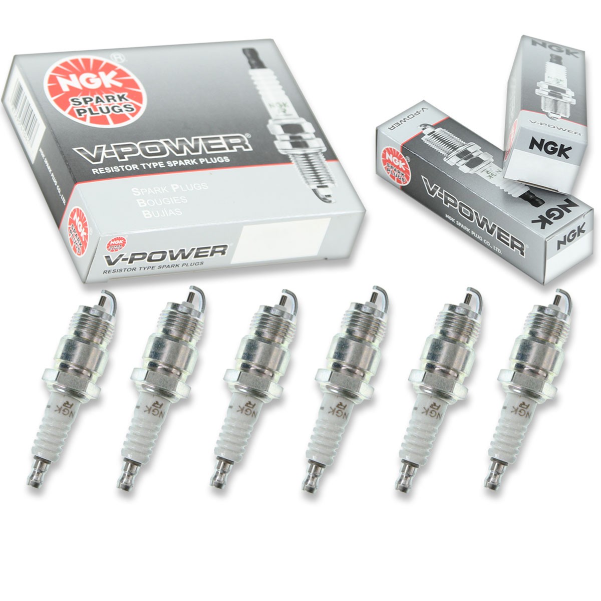 6 pc NGK 4652 WR4-1 V-Power Spark Plugs for SP452 SP435 RF14LC DR10GCO fs
