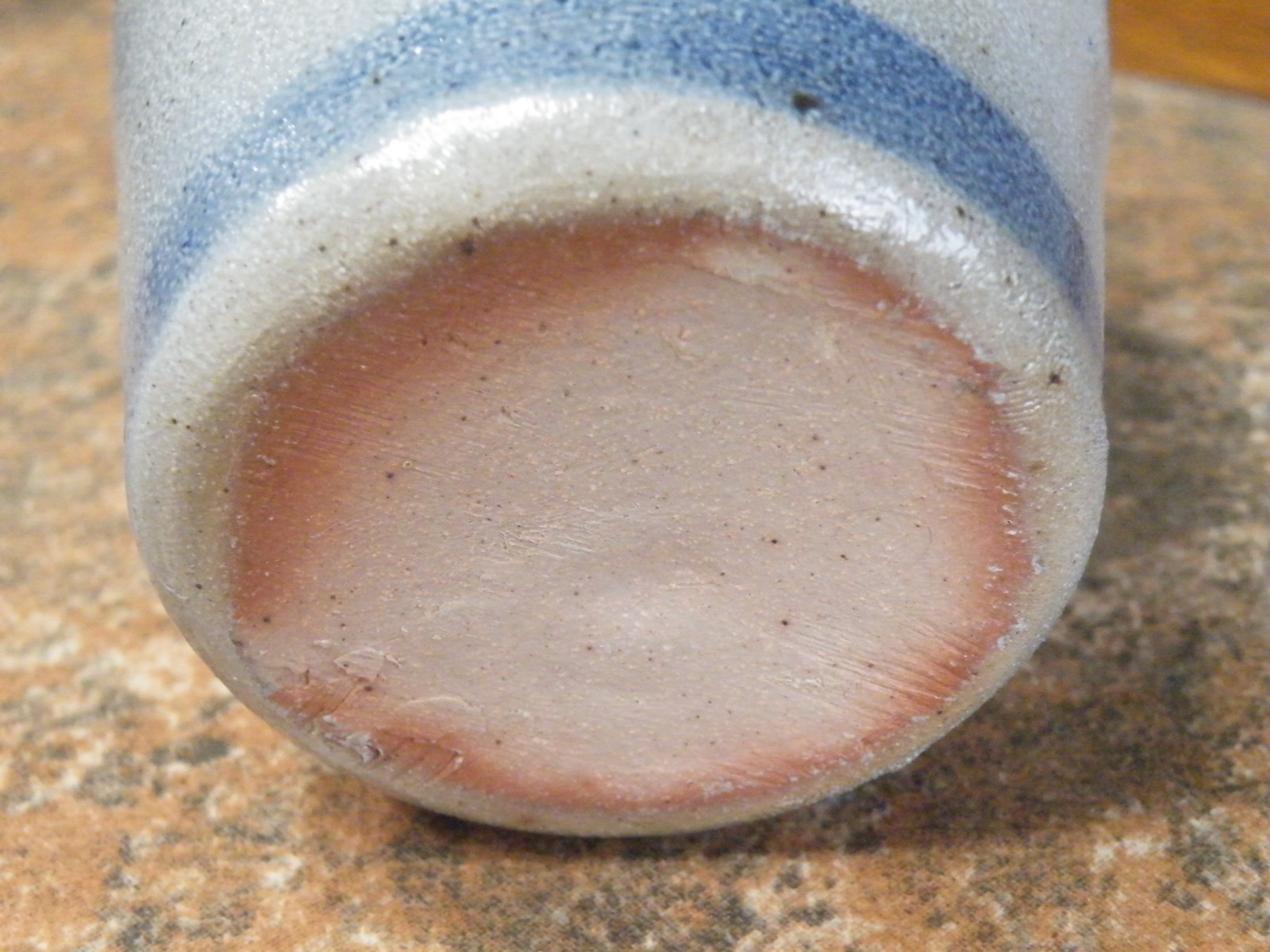 Rowe Pottery Salt Glazed BLUE HEART 4.75" Canister Crock w/ LID 1988 + Cruet 5.5