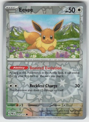 Eevee 074/131 Common Prismatic Evolutions Pokemon Reverse Holo Near Mint