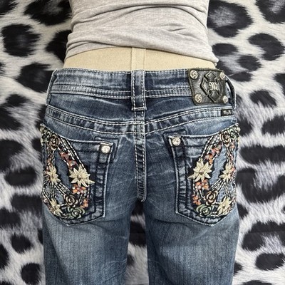 Y2K Miss Me Low Rise Jeans Size 29/ Inseam 31 Peace Sign & Rhinestone
