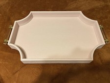PINK CHANG SONG Shagreen Serving Tray 22.6x13x2  Acrylic Gold Handles