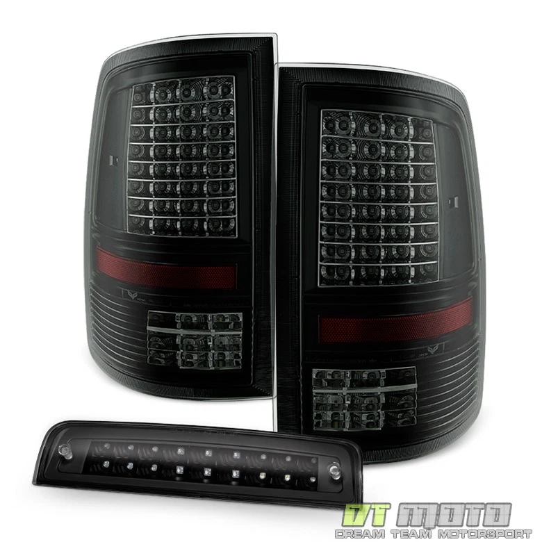 2009-2018 Dodge Ram 1500 2500 3500 Blk Smoke LED Tail Lights+LED 3rd Brake Lamp - Image 2 of 4